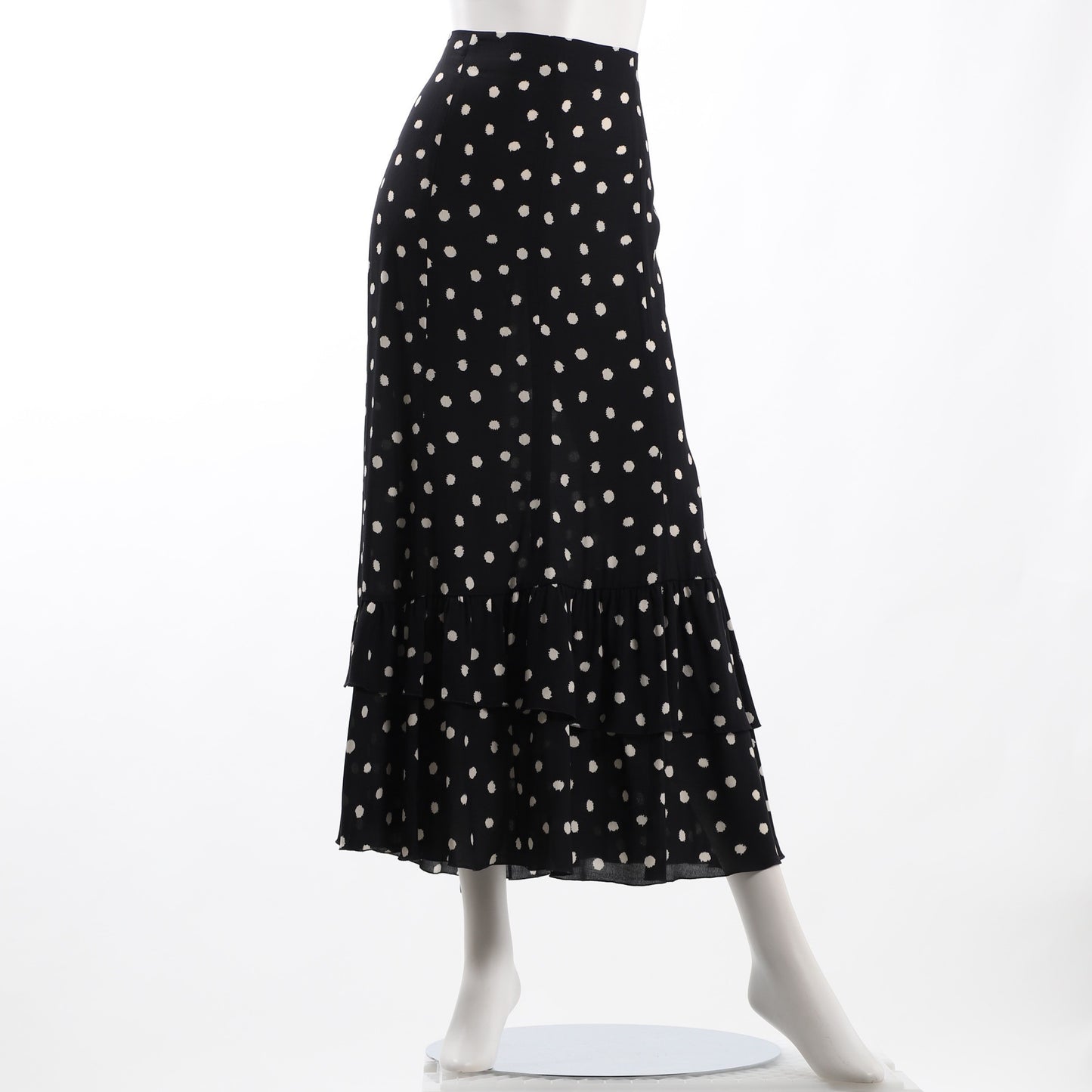 裾ラッフルドット柄スカート