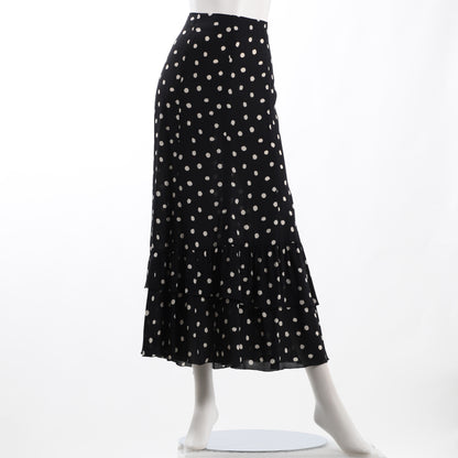 裾ラッフルドット柄スカート
