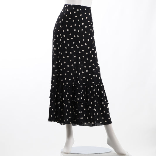 裾ラッフルドット柄スカート