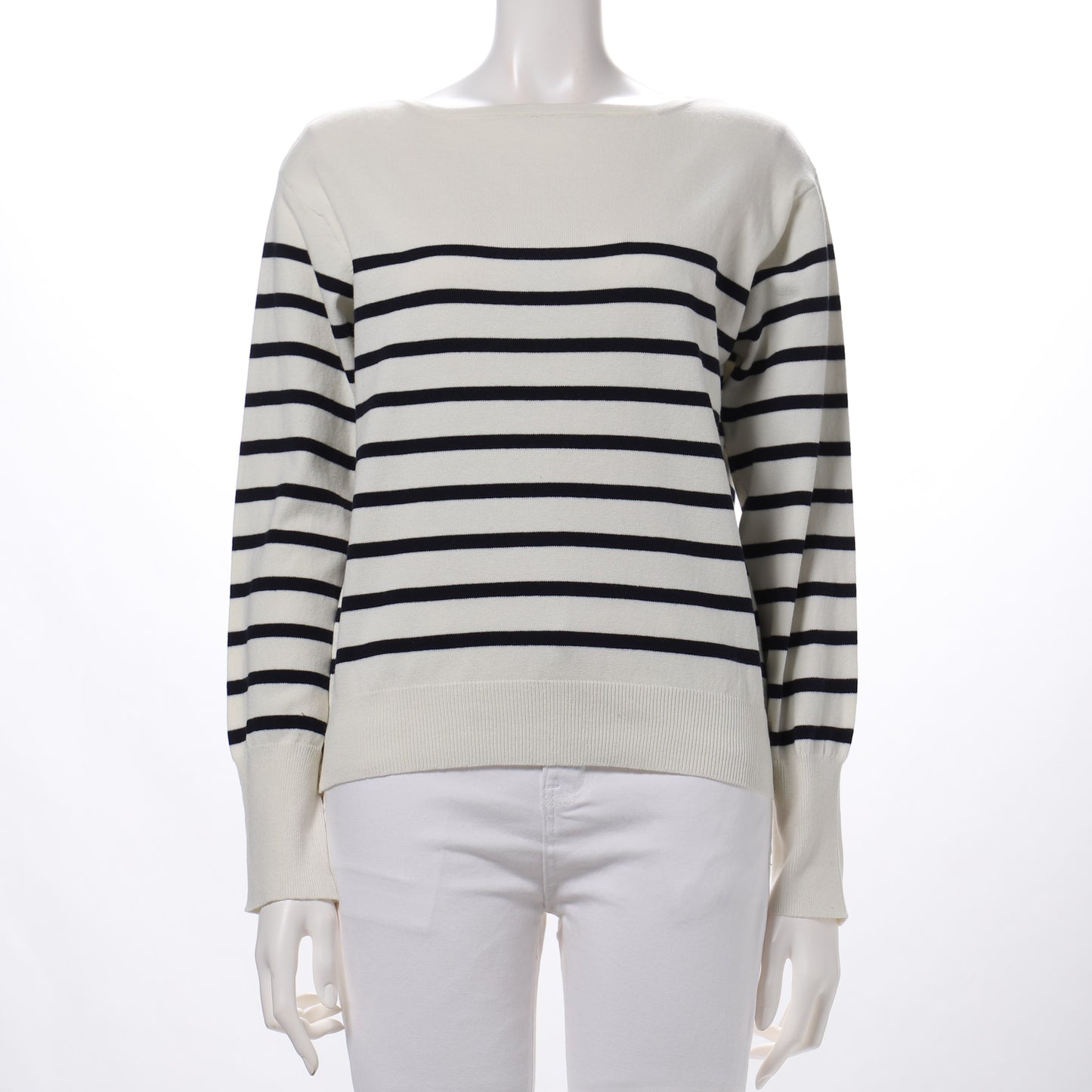 ボーダー柄ボートネックニット