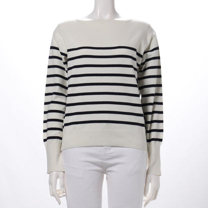 ボーダー柄ボートネックニット