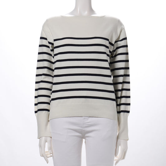 ボーダー柄ボートネックニット