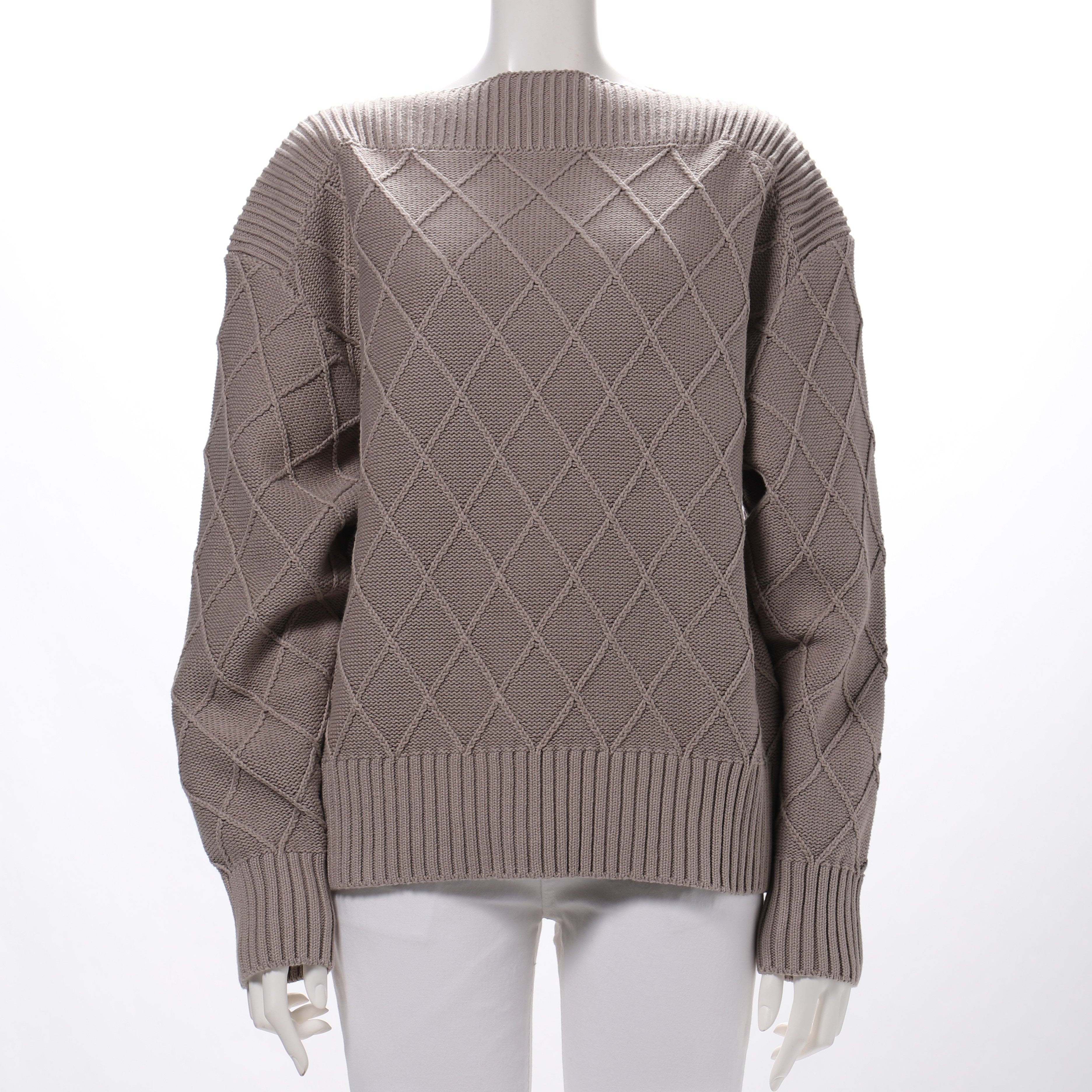 デザイン編みドロップショルダーニット