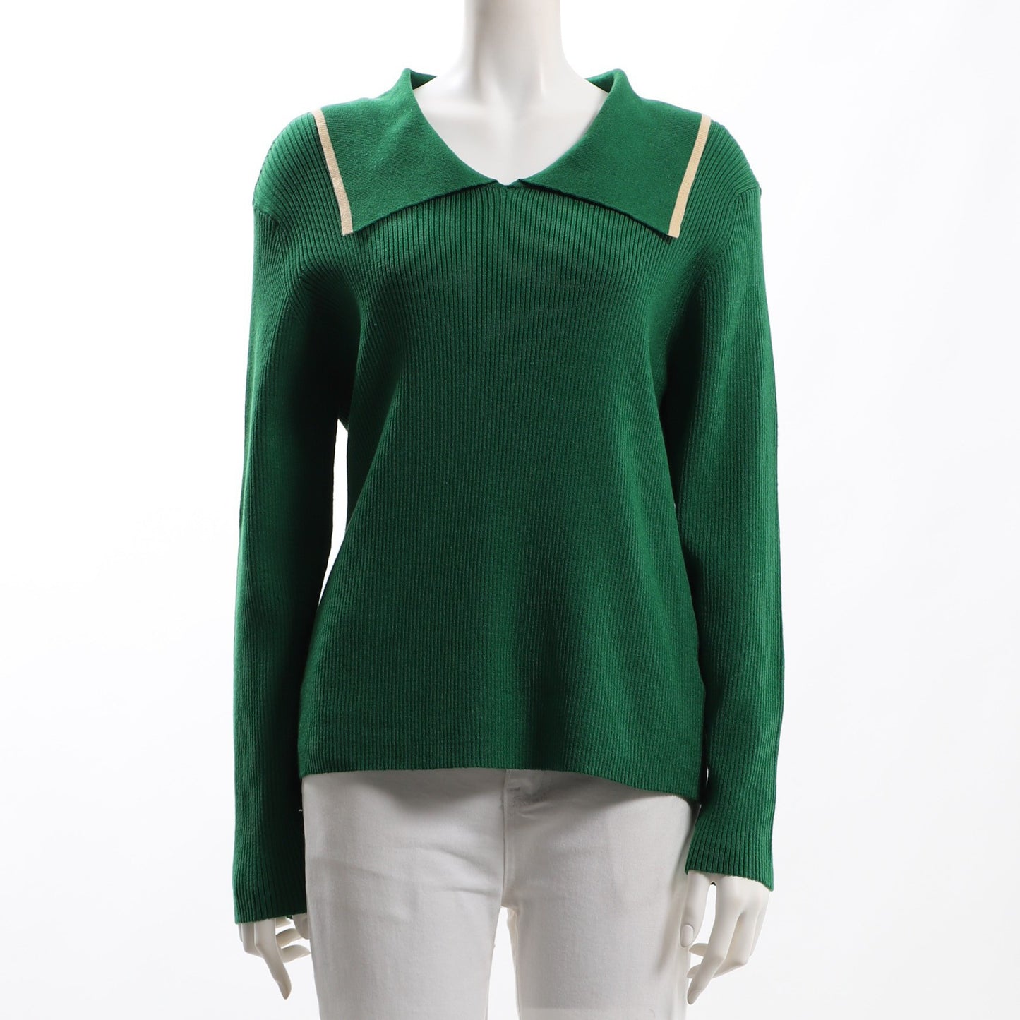 バイカラーデザイン襟ニット