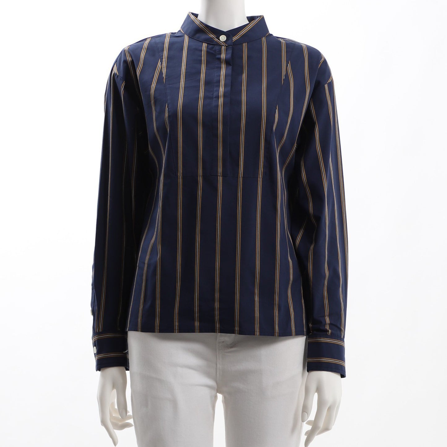 ストライプ柄ビブヨークシャツ