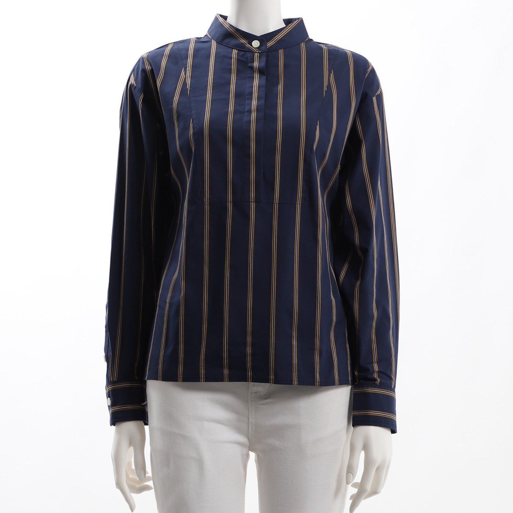 ストライプ柄ビブヨークシャツ