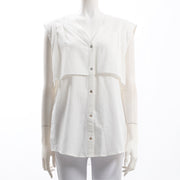 ケープ風デザインVネックブラウス