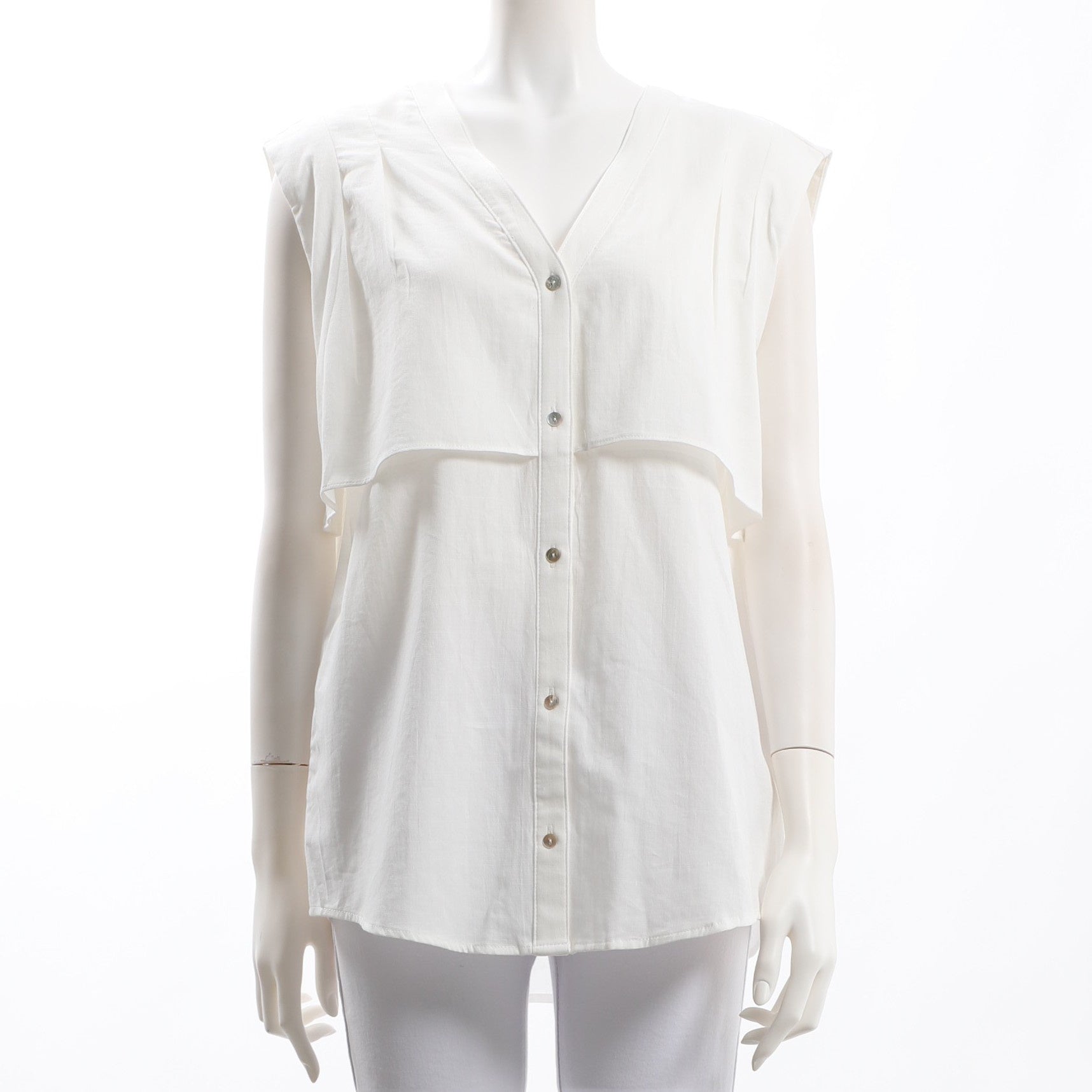 ケープ風デザインVネックブラウス