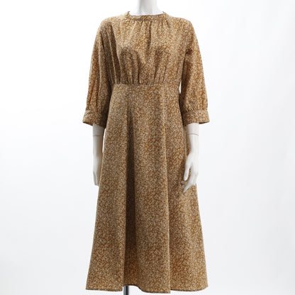 ギャザードネック小花柄ワンピース