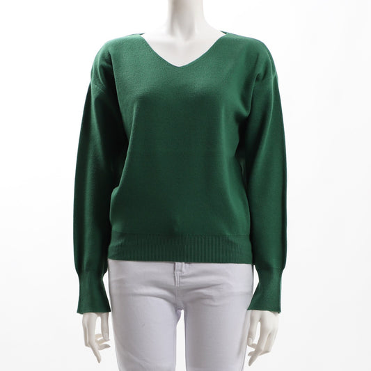 袖スリットVネックニット