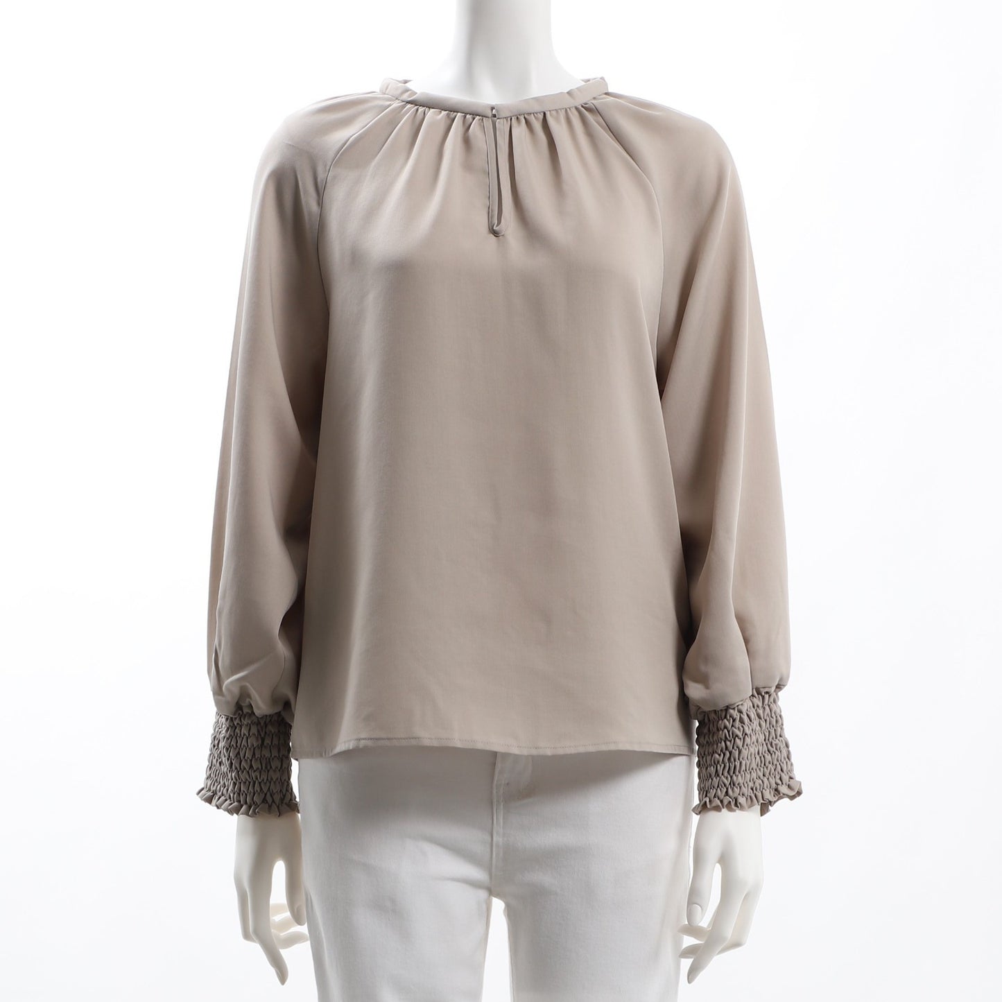 シャーリングギャザーネックブラウス