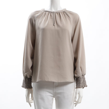 シャーリングギャザーネックブラウス