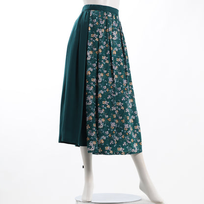 花柄切り替えフレアスカート