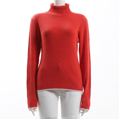 シンプルタートルネックリブニット