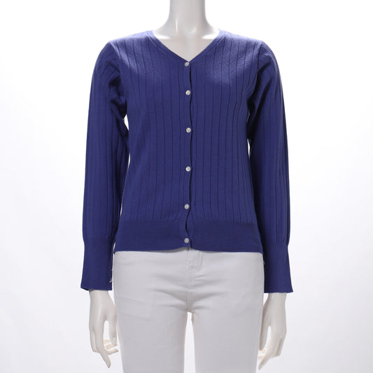 リブ編みVネックカーディガン