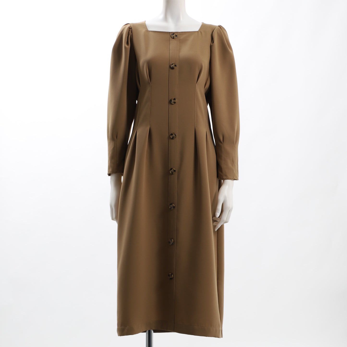 パフスリーブウエストタックワンピース