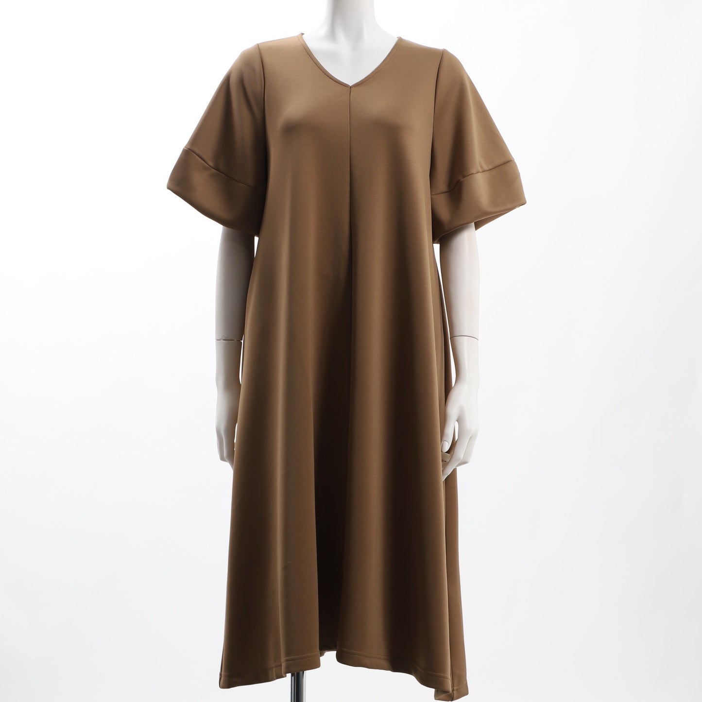 VネックAラインワンピース