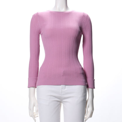 袖折り返しデザインリブニット