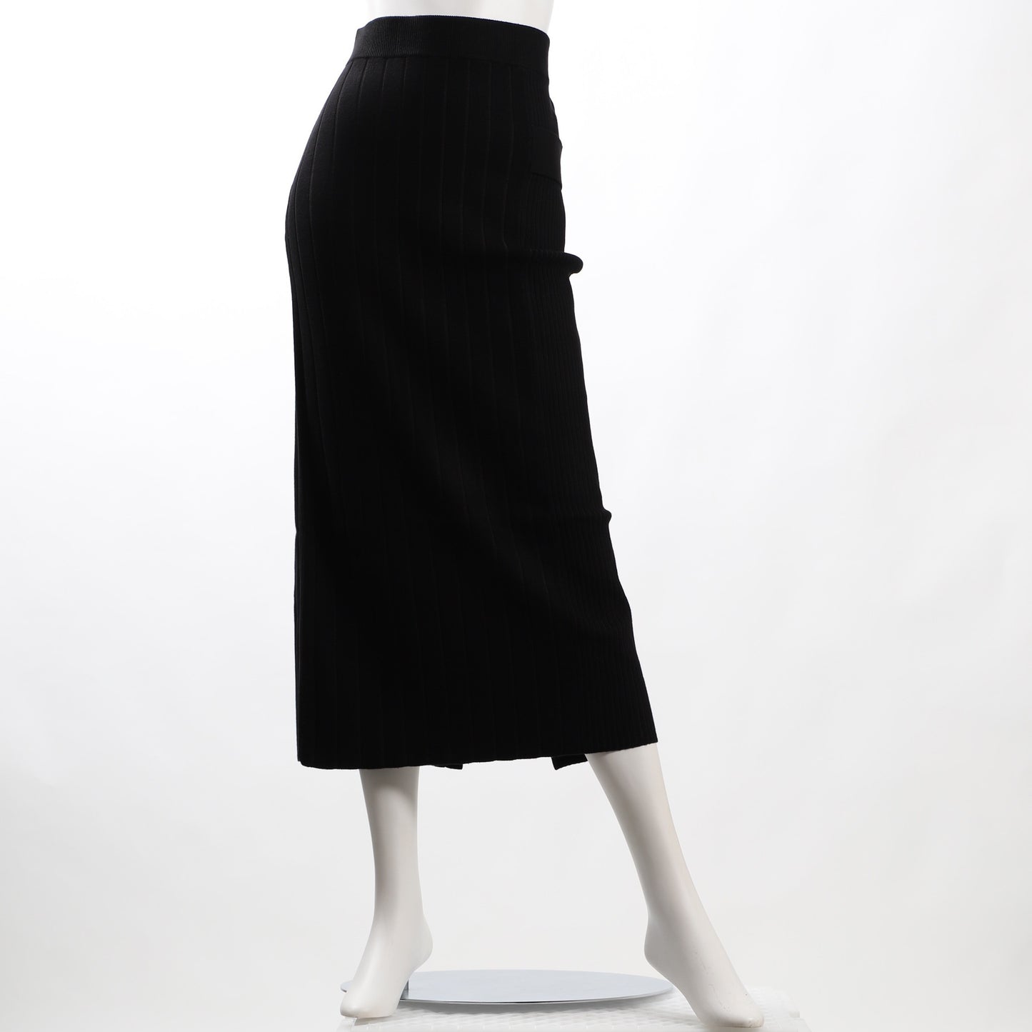 リブ幅切替バックスリットニットタイトスカート