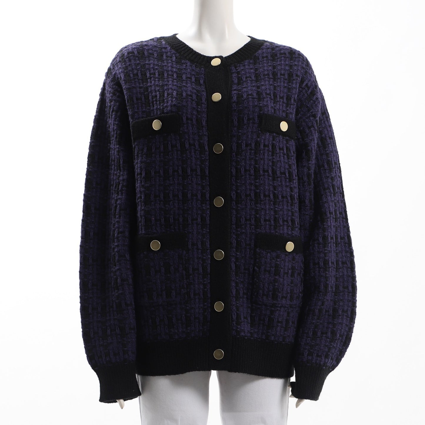 金色ボタンツイードカーディガン