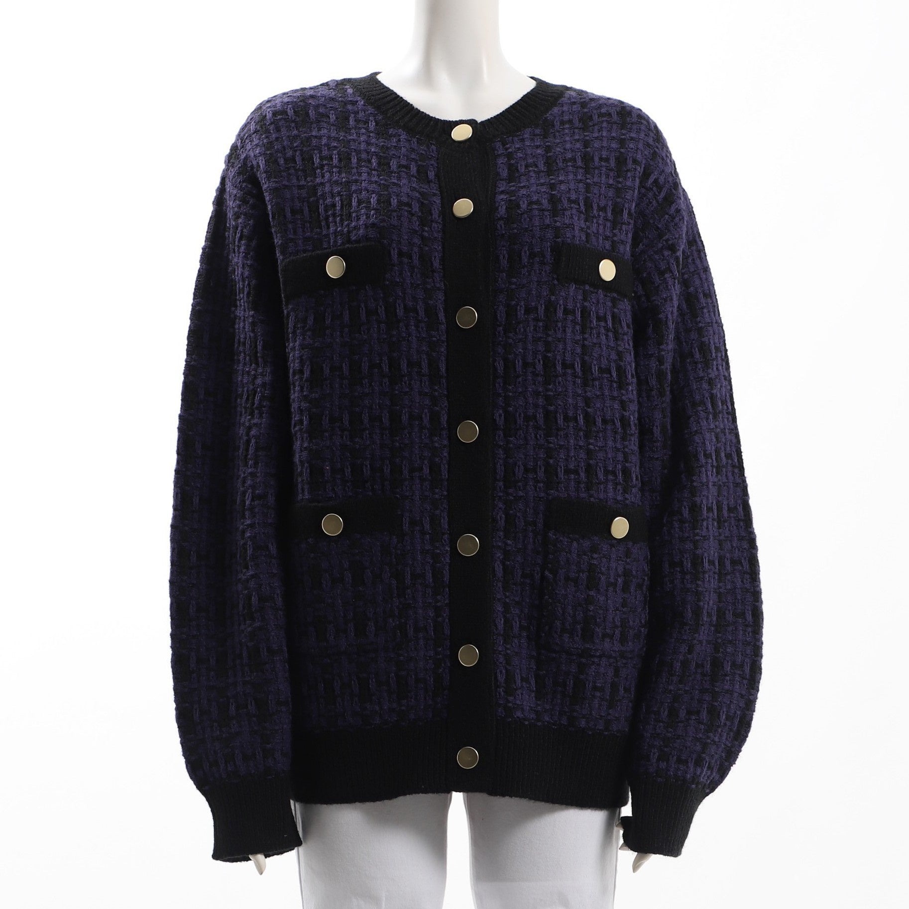 金色ボタンツイードカーディガン