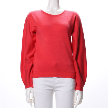 バックレースアップデザインラウンドネックニット