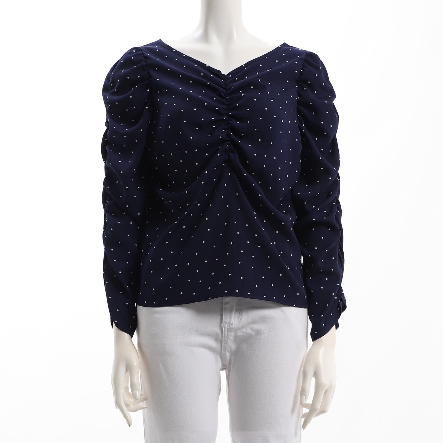 Vネックボリュームスリーブブラウス