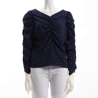 Vネックボリュームスリーブブラウス