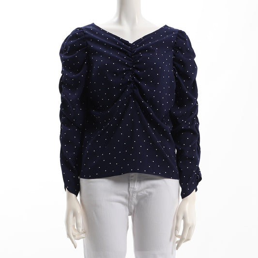 Vネックボリュームスリーブブラウス