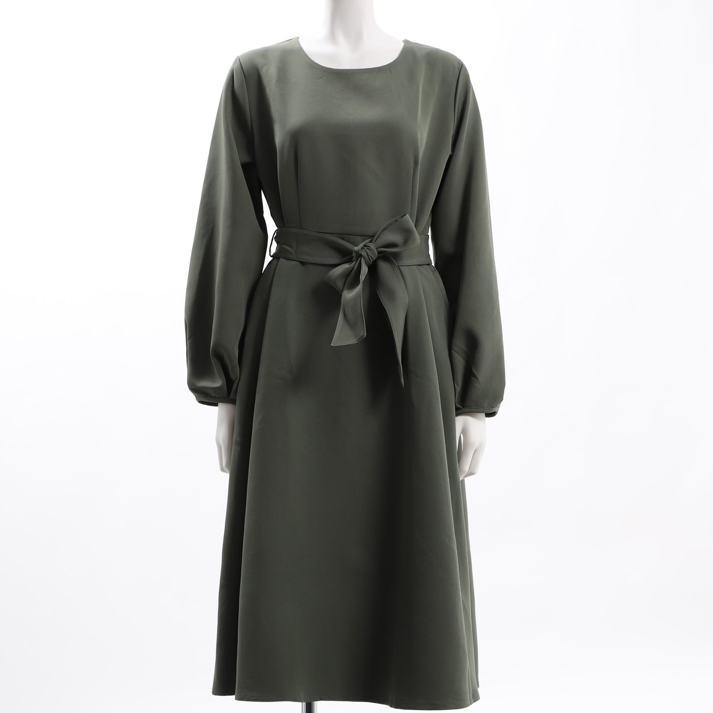 ダブルクロスランタンスリーブウエストリボンワンピース