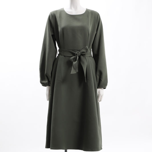 ダブルクロスランタンスリーブウエストリボンワンピース