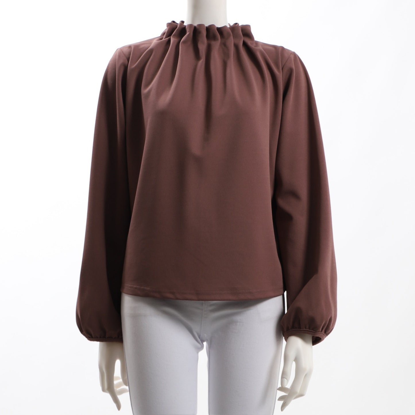 タックデザインネックブラウス