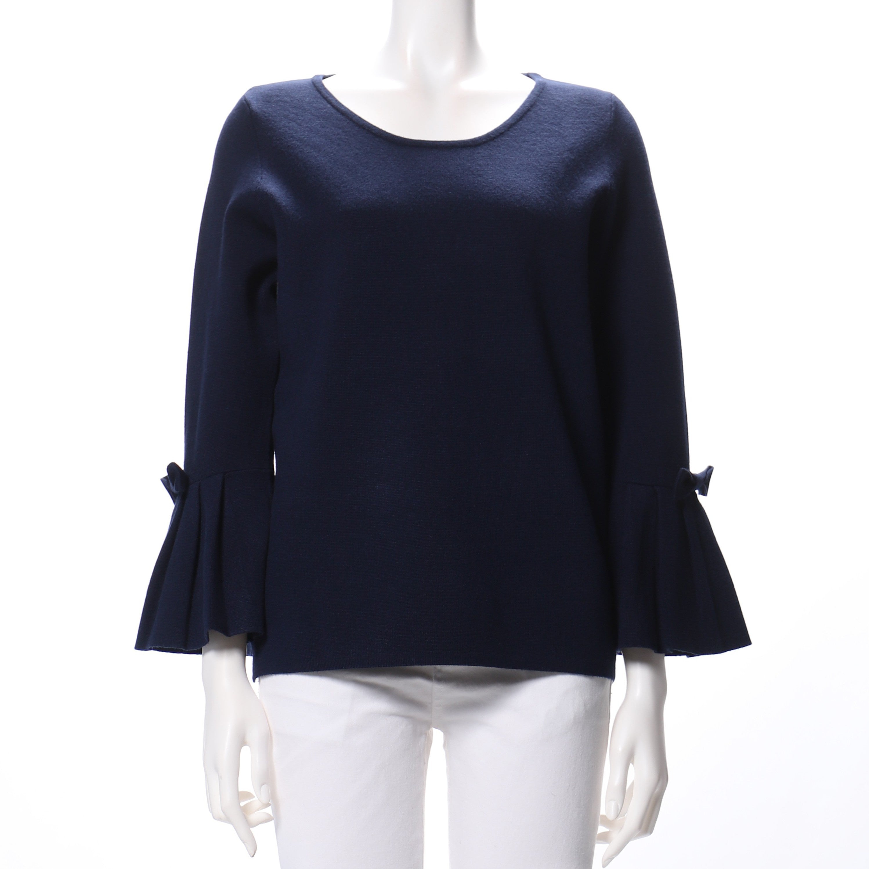 袖口リボンタックデザインニット