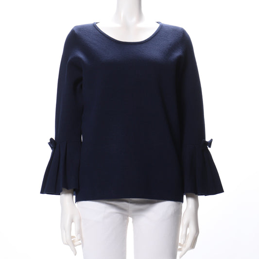 袖口リボンタックデザインニット