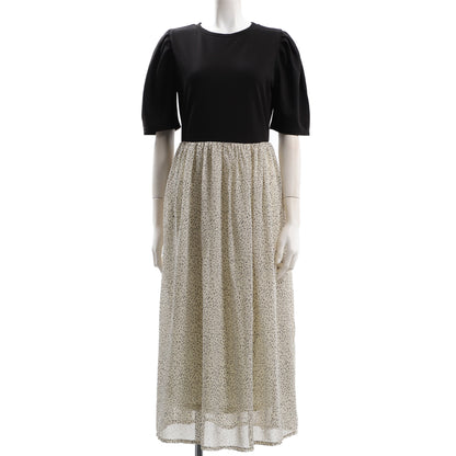 幾何学プリントドッキングワンピース