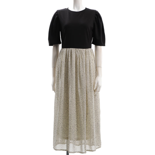 幾何学プリントドッキングワンピース