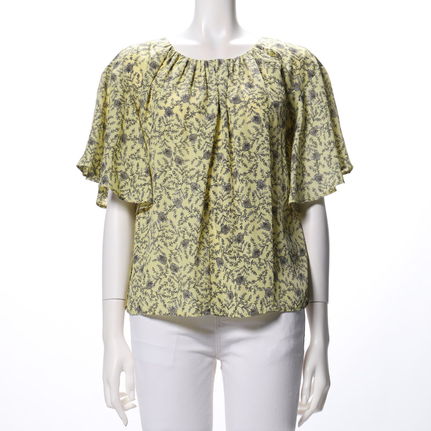 バックデザイン小花柄ブラウス