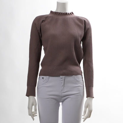 フリルハイネックニット