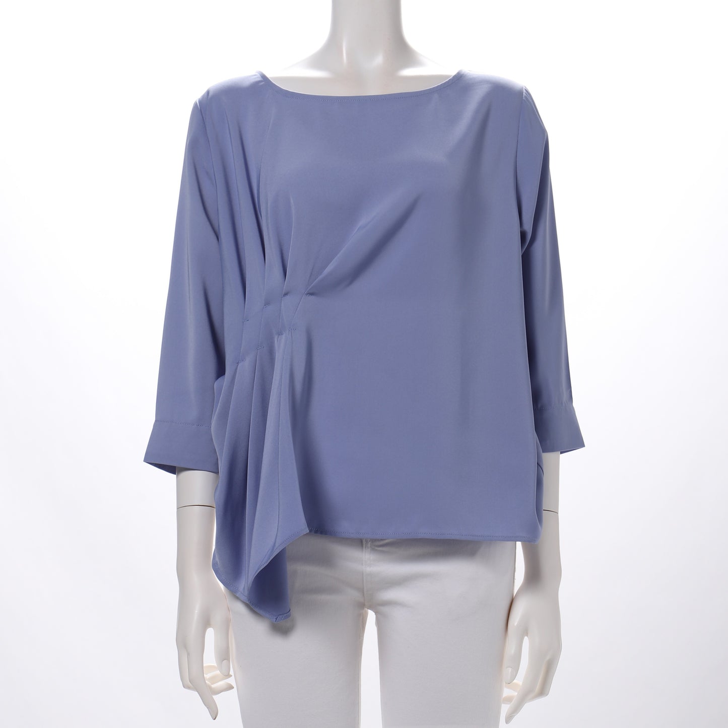 アシンメトリーデザインラウンドネックブラウス