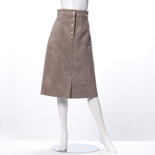 フェイクスエードフロントボタンセミタイトスカート