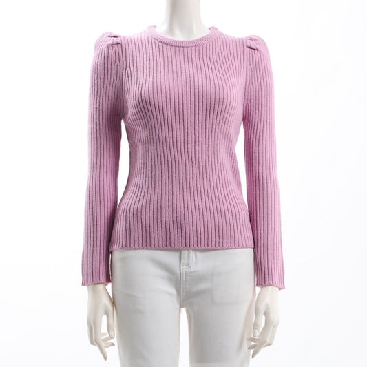 パフスリーブリブニット