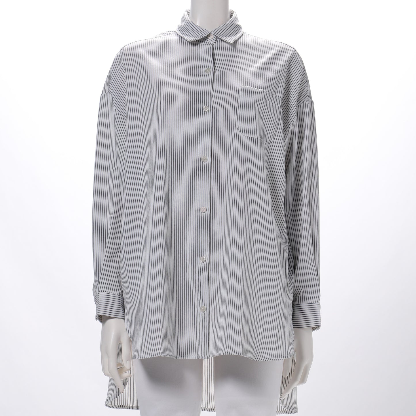 ストライプ柄前開きシャツ