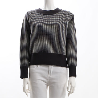 編み柄リブクルーネックニット