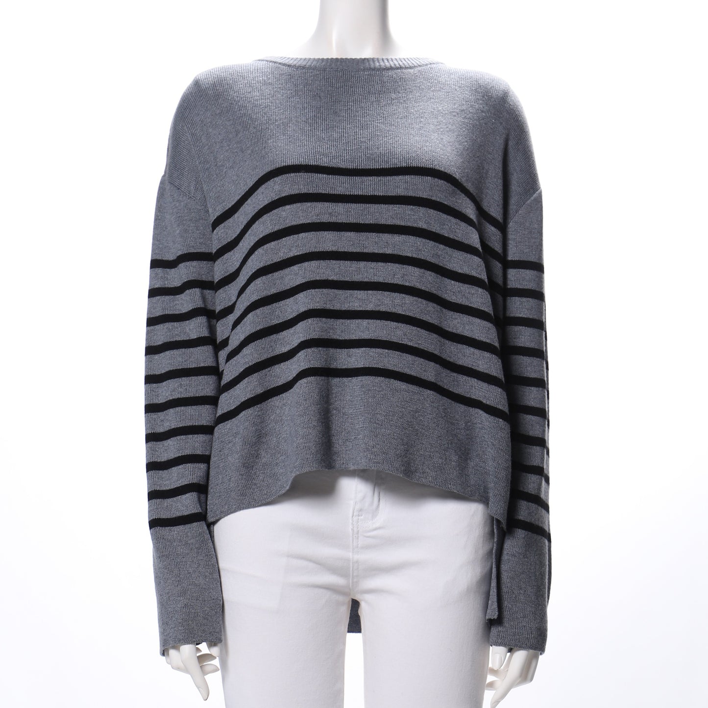 ボーダー柄ドロップショルダーニット