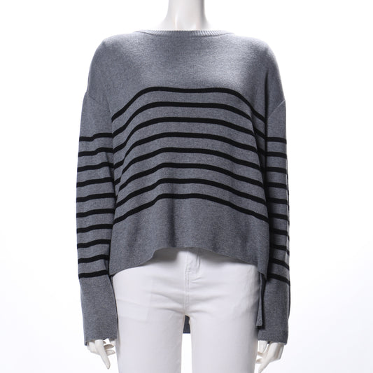 ボーダー柄ドロップショルダーニット