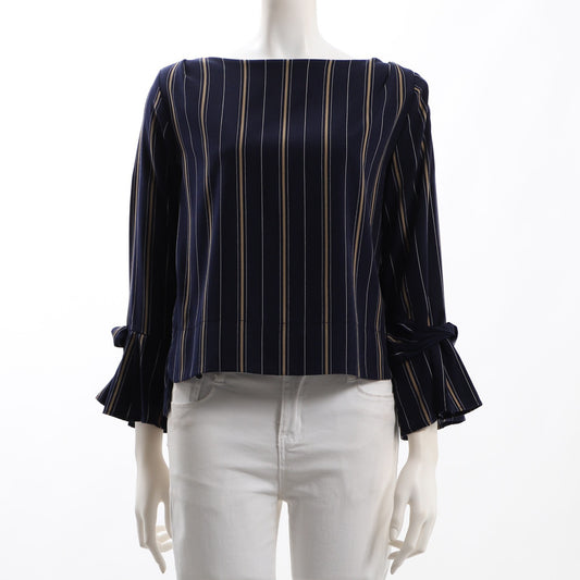 ストライプ柄リボンデザインブラウス