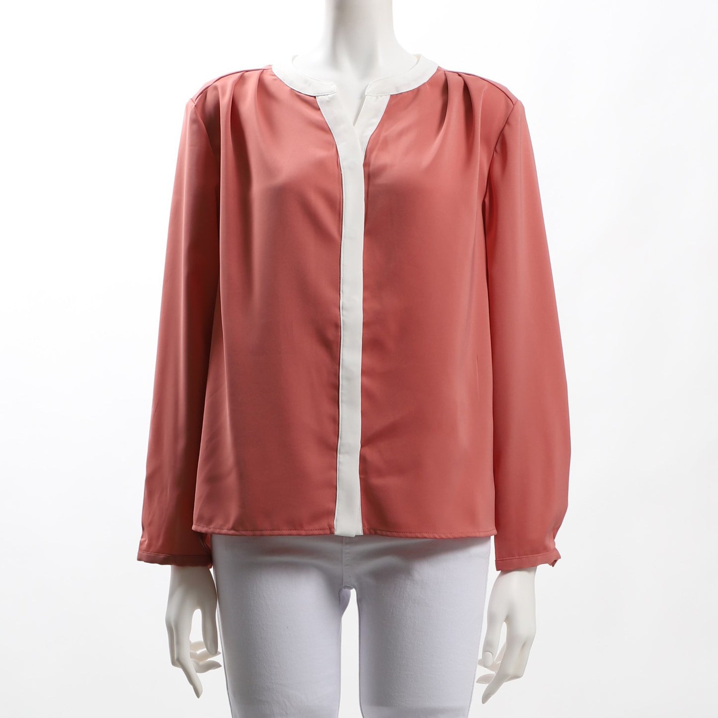 バイカラーネックブラウス