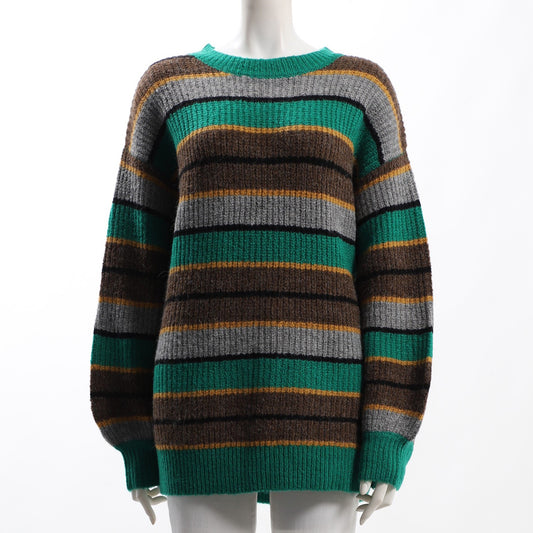 マルチボーダークルーネックニット