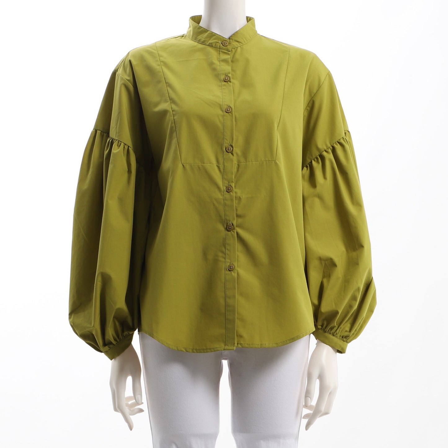 ふんわり袖バンドカラーブラウス