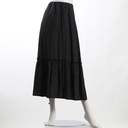 スクエアドットプリントギャザーフレアスカート